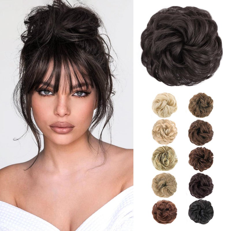 MORICA Messy Hair Bun Hair Scrunchies Extension Curly Wavy Messy Bun Hair Synthetic Chignon Hairpieces for Women(4#) - Image 1
